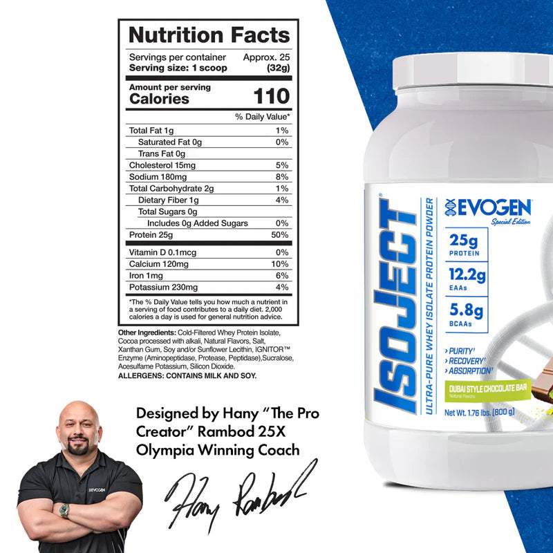 Proteína Isolada ISOJECT DUBAI Style INTL 25 Servicios 1.76 lbs